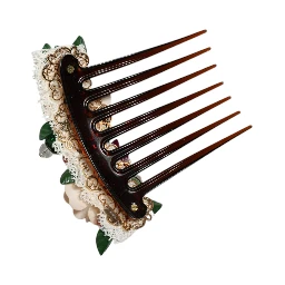Brown Plastic Crystal Floral Women Hair Comb