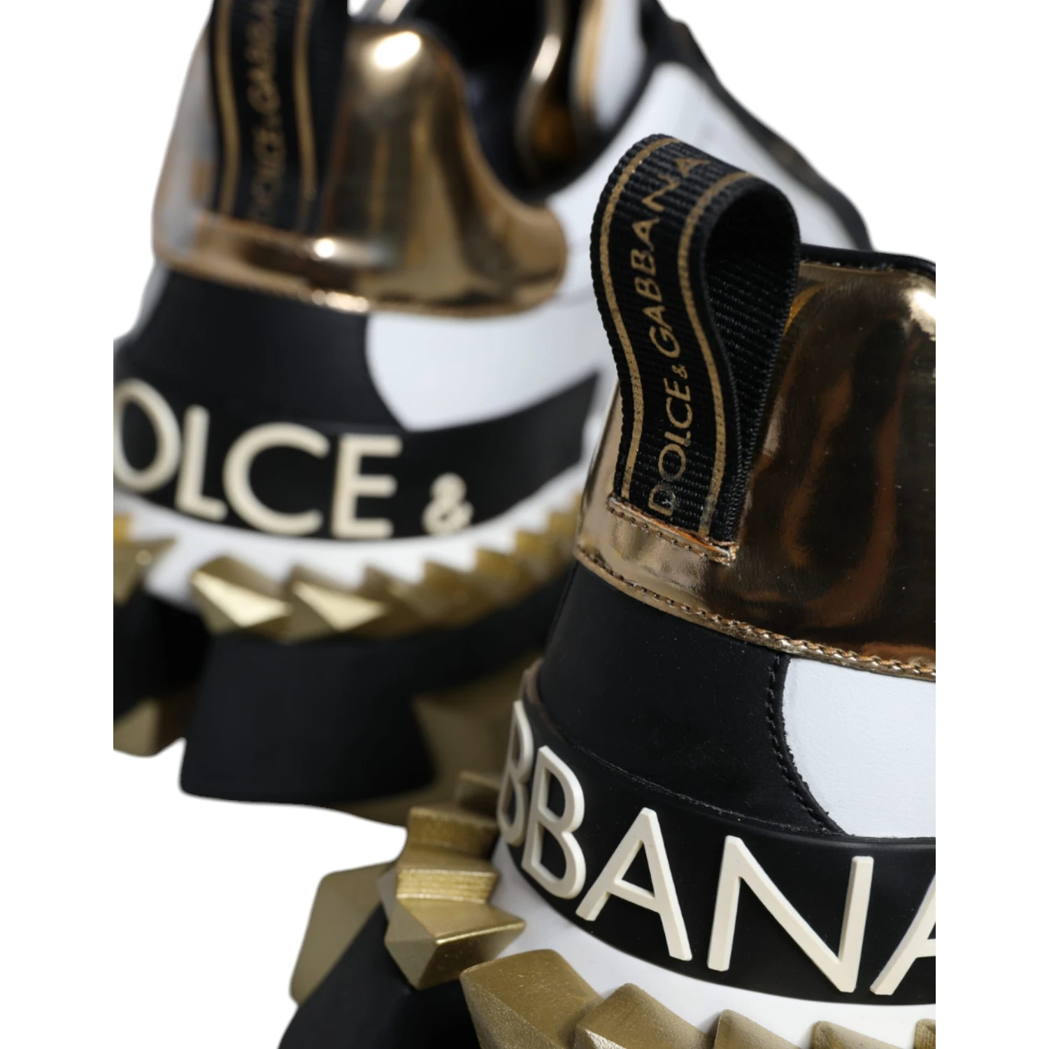White Gold Black Leather SUPER KING Sneakers Shoes