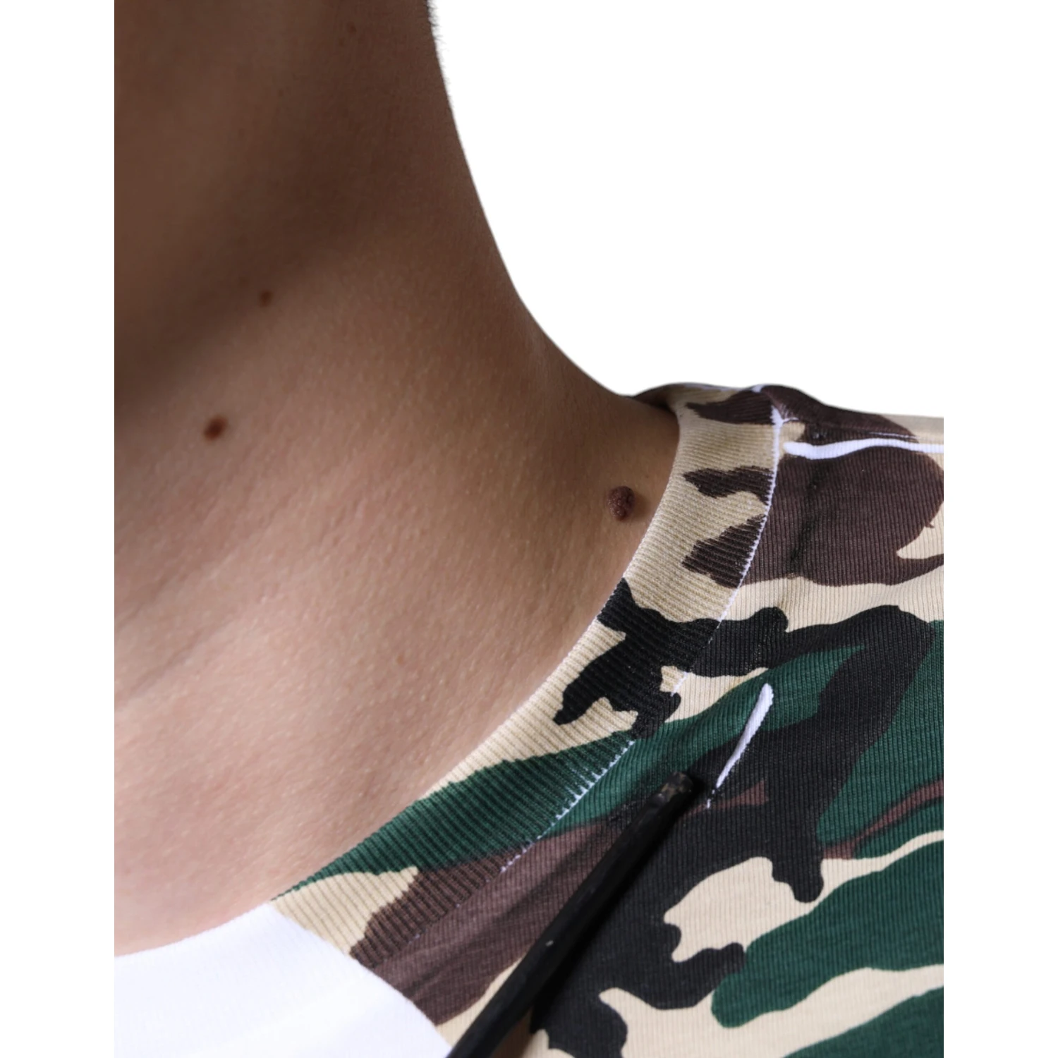 White Camouflage Stars Crew Neck T-shirt