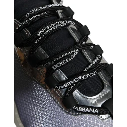 Silver Black Nylon NS1 Low Top Sneakers Shoes