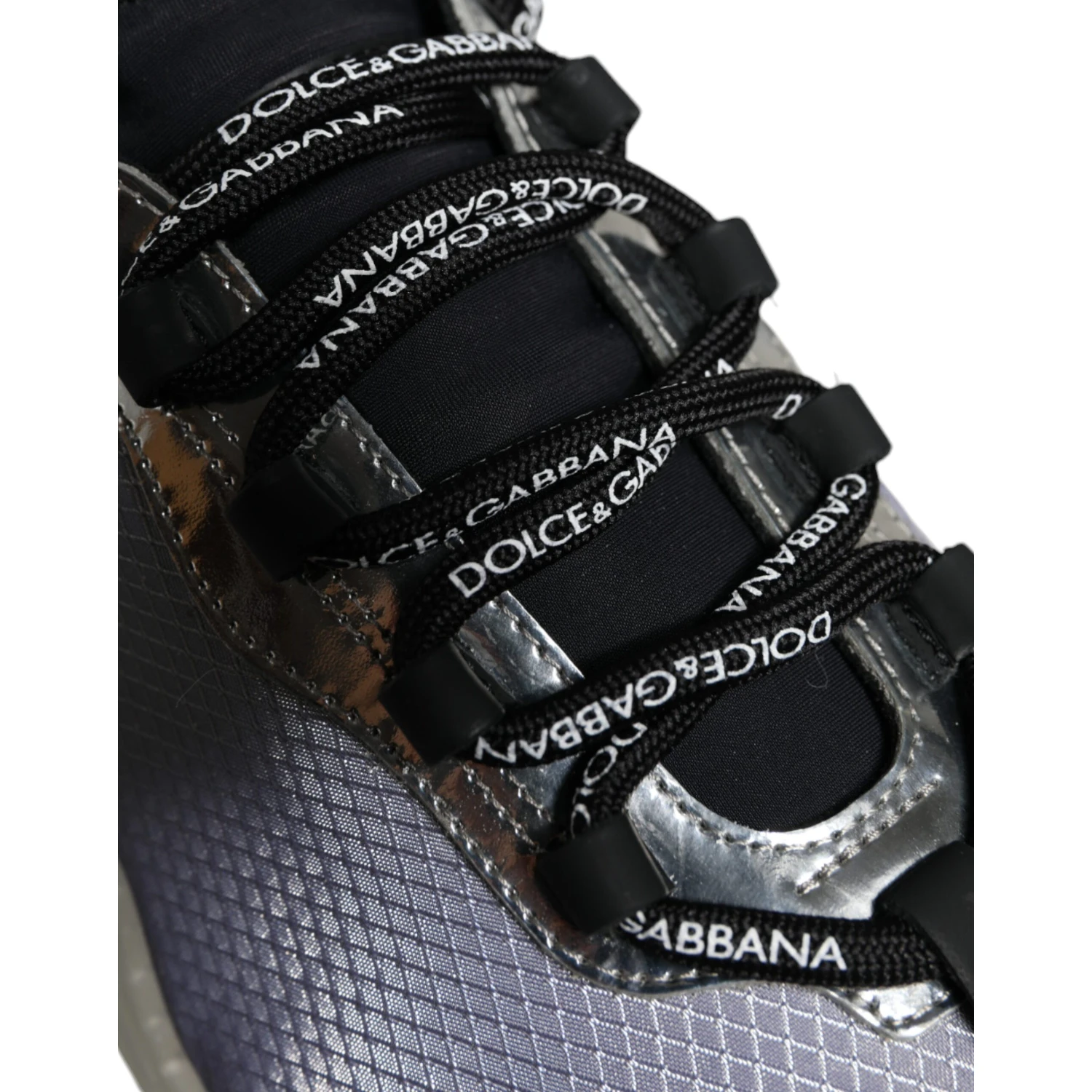 Silver Black Nylon NS1 Low Top Sneakers Shoes