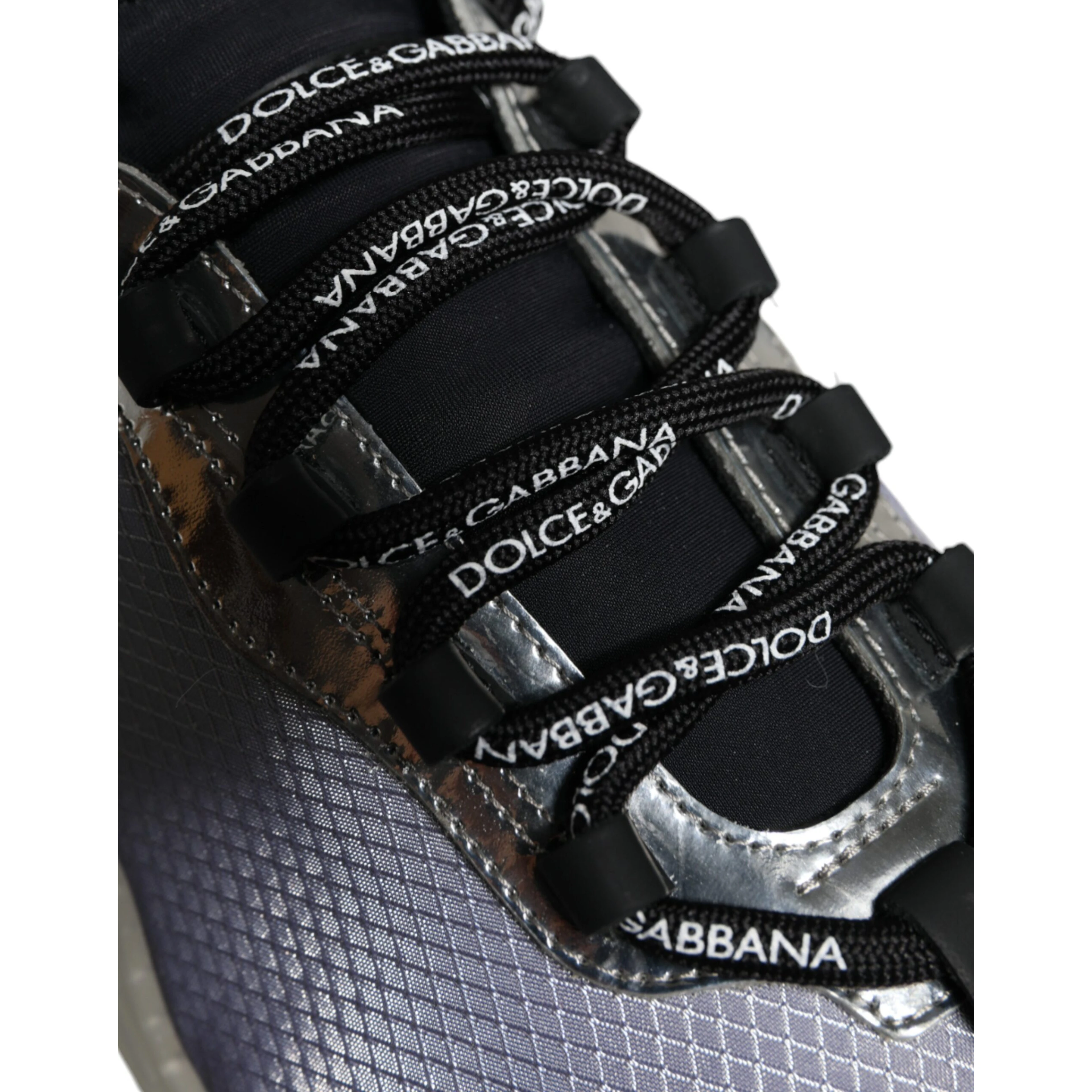 Silver Black Nylon NS1 Low Top Sneakers Shoes