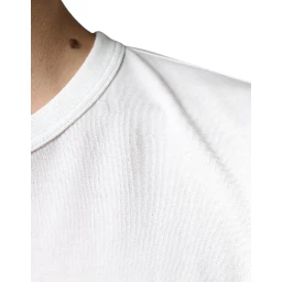 White Logo Embossed Cotton Crewneck T-shirt