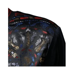 Multicolor Jacquard Crew Neck Sweatshirt Sweater