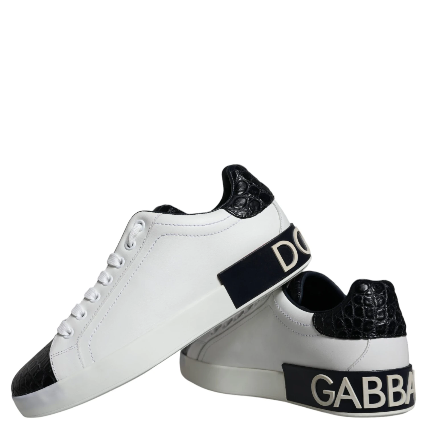 Black Leather Logo Portofino Sneaker Shoes