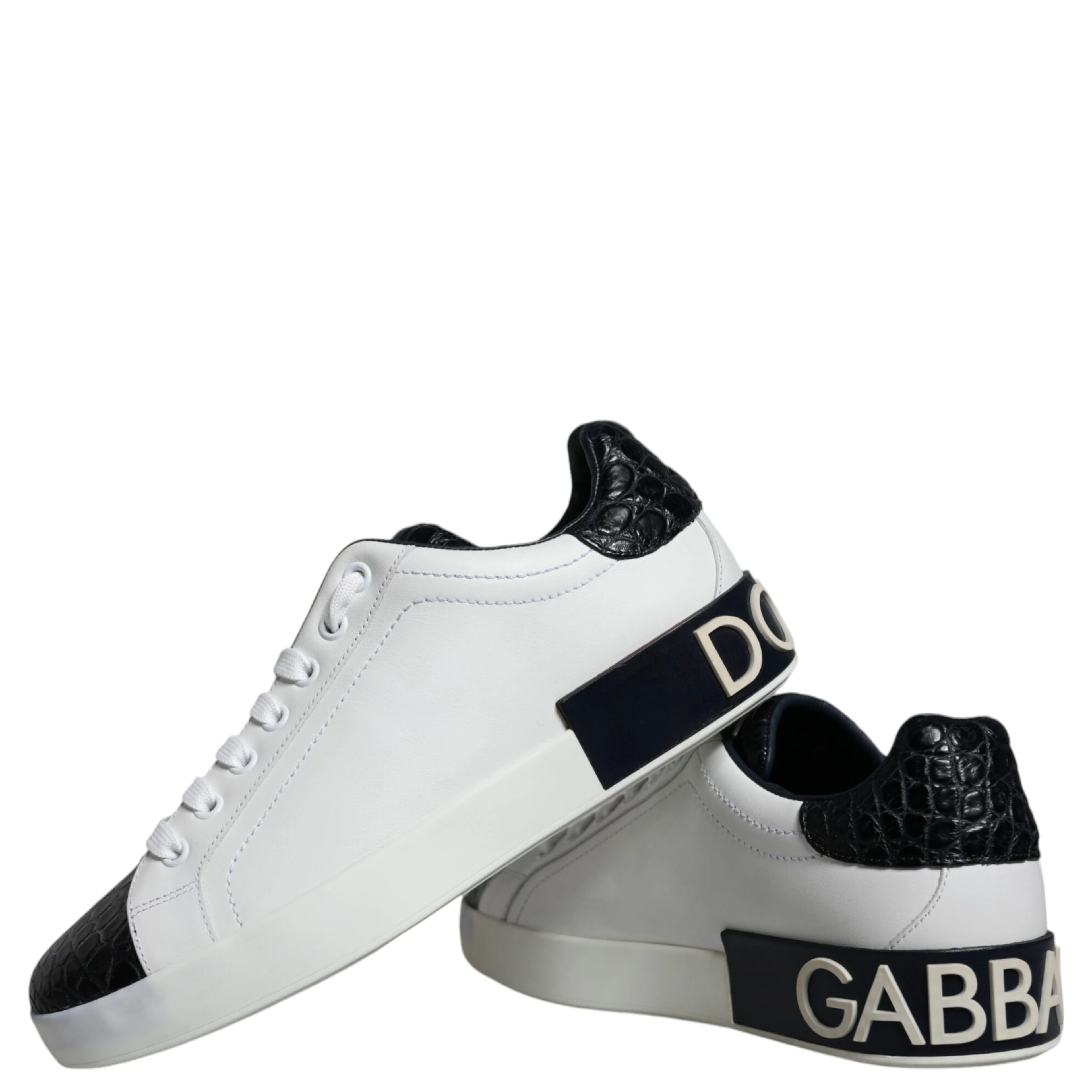 Black Leather Logo Portofino Sneaker Shoes