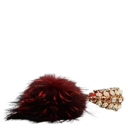 Red Gold Crystal Fur Headset Audio AUX Headphones
