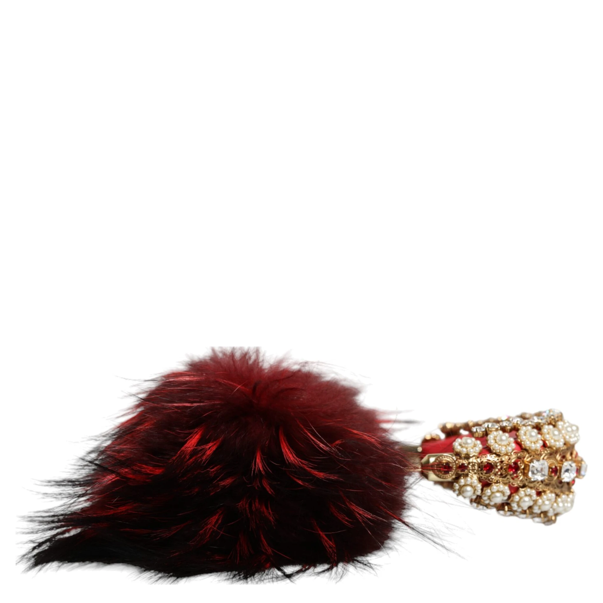 Red Gold Crystal Fur Headset Audio AUX Headphones