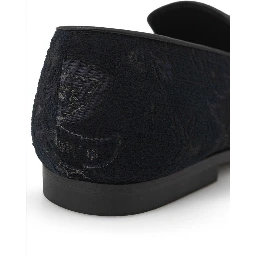 Blue Leather Slip-On Loafers