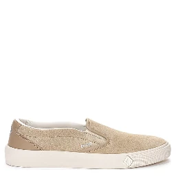 Beige Leather Slip-On Loafers