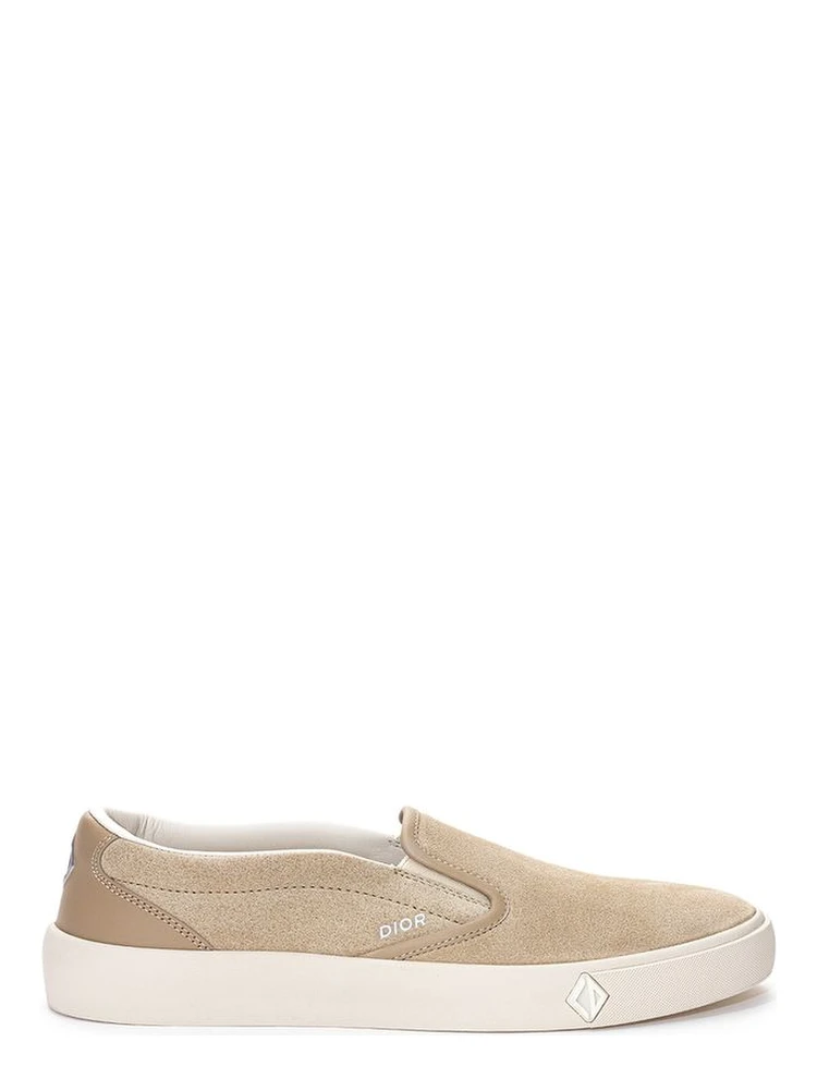 Beige Leather Slip-On Loafers