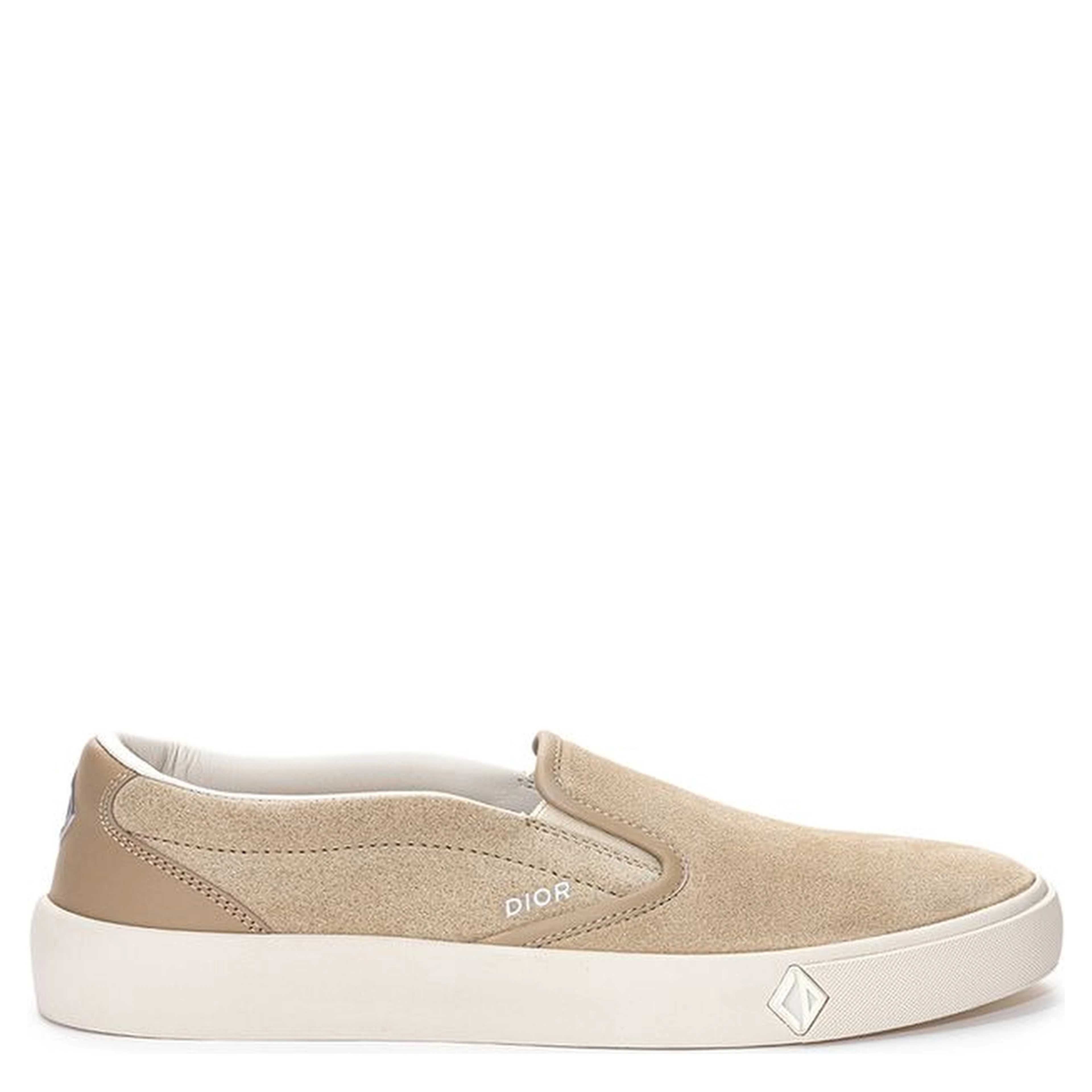 Beige Leather Slip-On Loafers