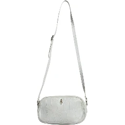 White Croc Print Leather Crossbody Sling Bag