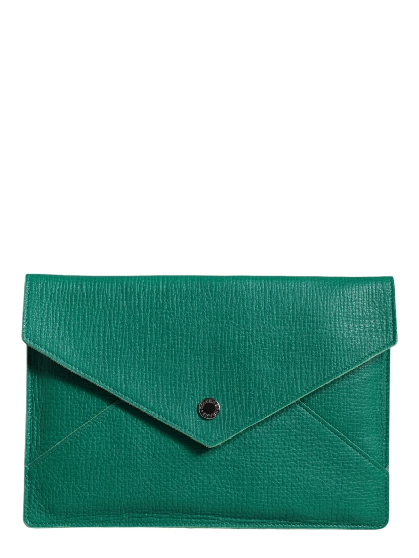 Green Leather Handbag Clutch Mini Purse Pouch Tablet Case