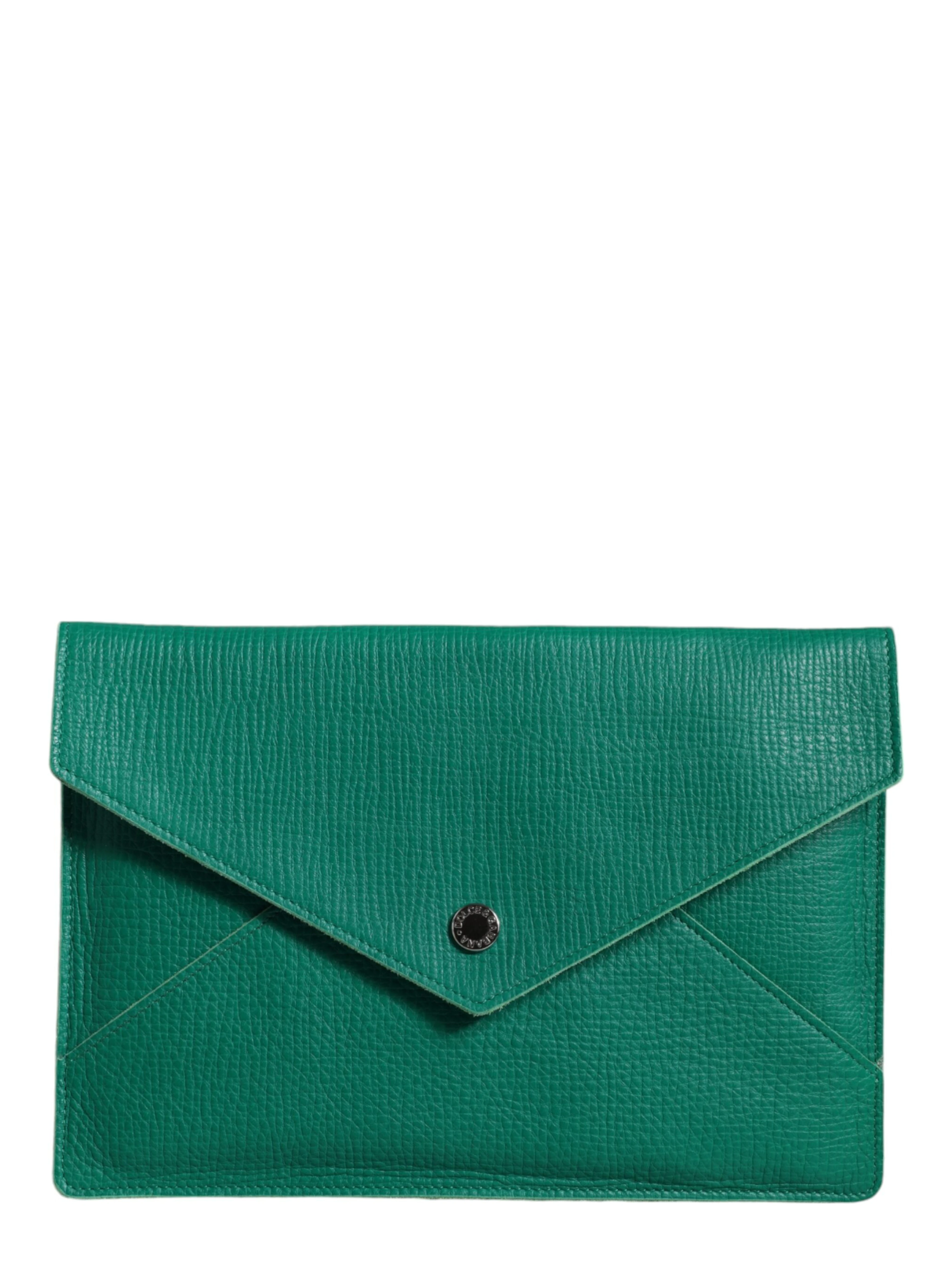 Green Leather Handbag Clutch Mini Purse Pouch Tablet Case