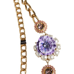 Gold Tone Floral Crystals Embellished Layered Necklace