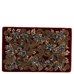 Red Velvet Gold Frame Clutch Evening Party Purse Bag