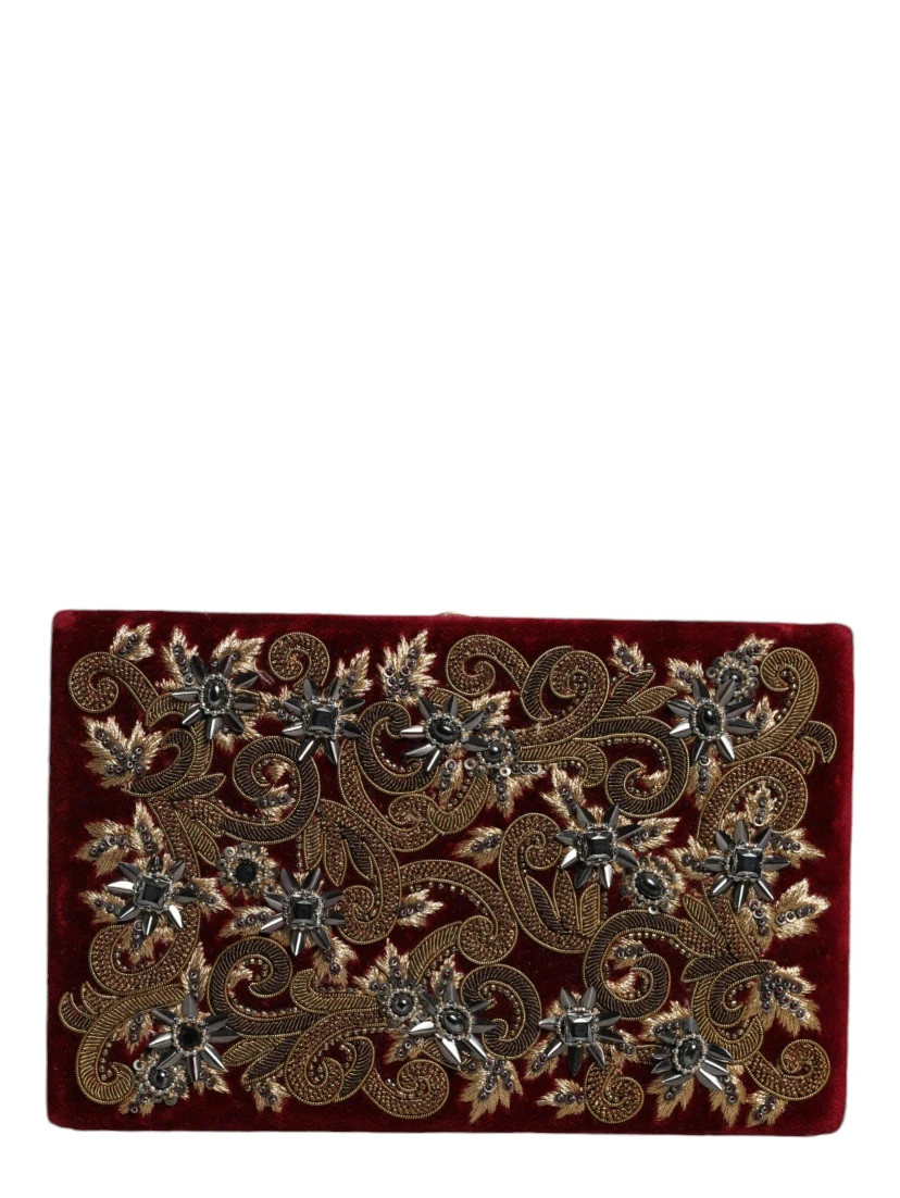 Red Velvet Gold Frame Clutch Evening Party Purse Bag