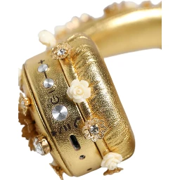 Gold Leather Floral Crystal Angel Headphones