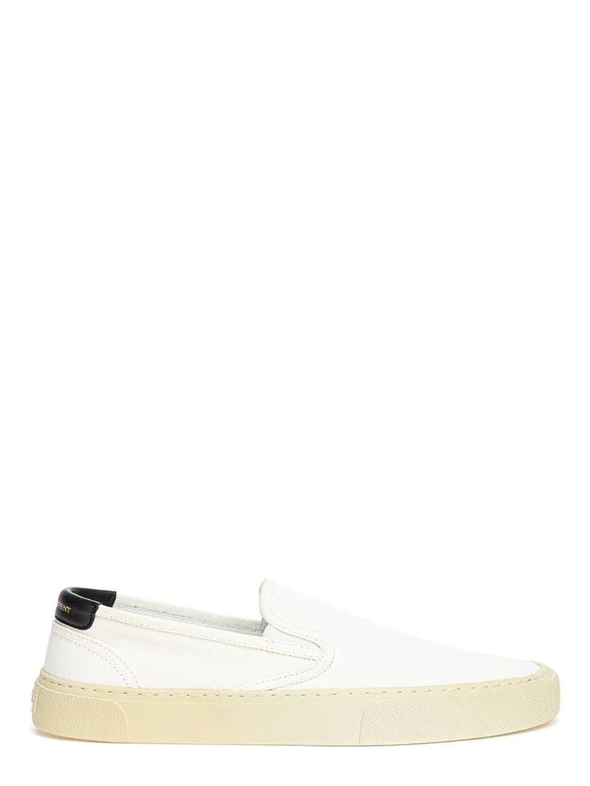 White Cotton Low Top Sneakers