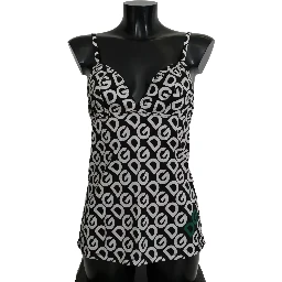 Black DG Mania Print Sleeveless Swimwear