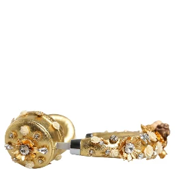 Gold Leather Floral Crystal Angel Headset Headphones