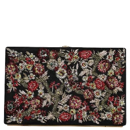 Multicolor Floral Gold Frame Clutch Evening Purse Bag