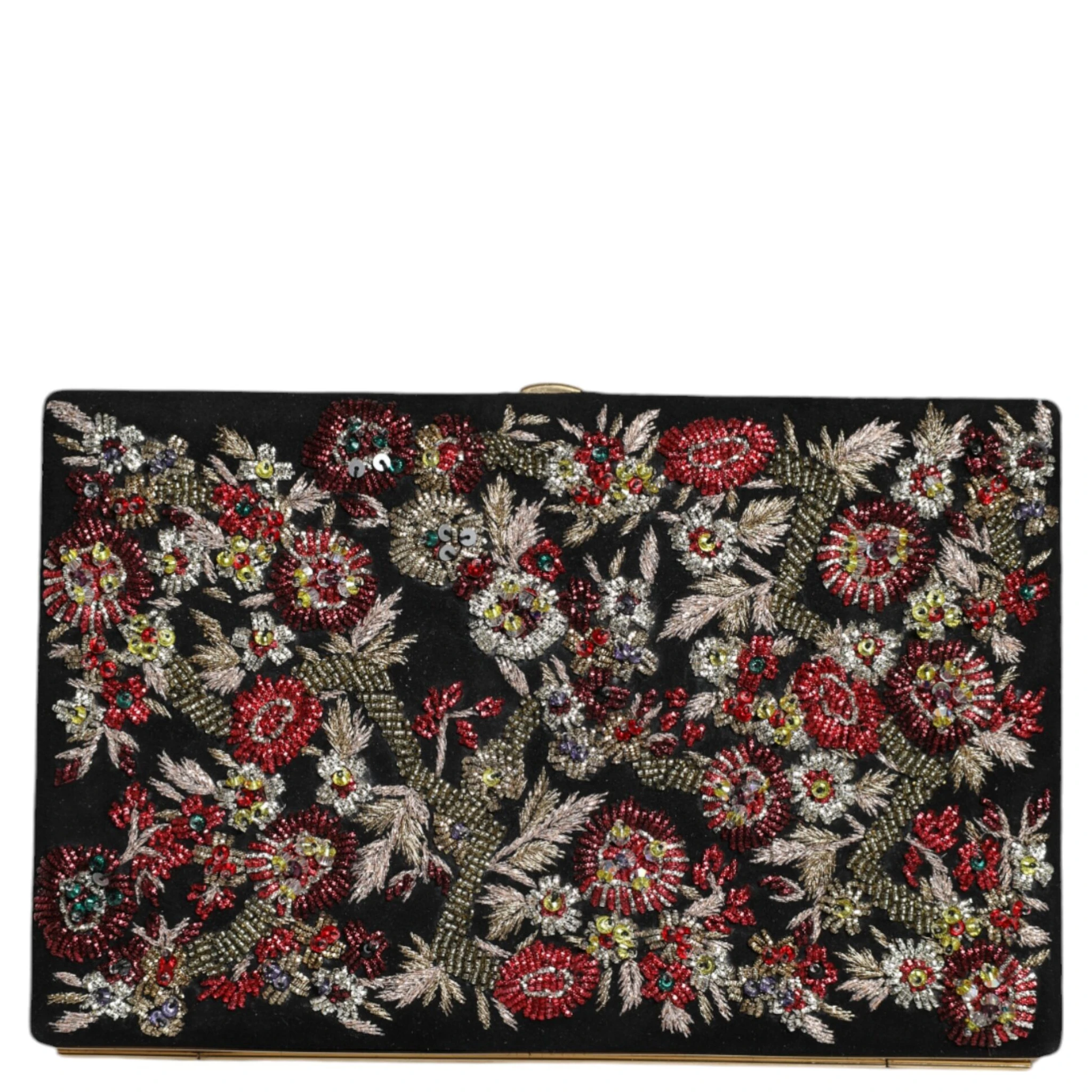 Multicolor Floral Gold Frame Clutch Evening Purse Bag