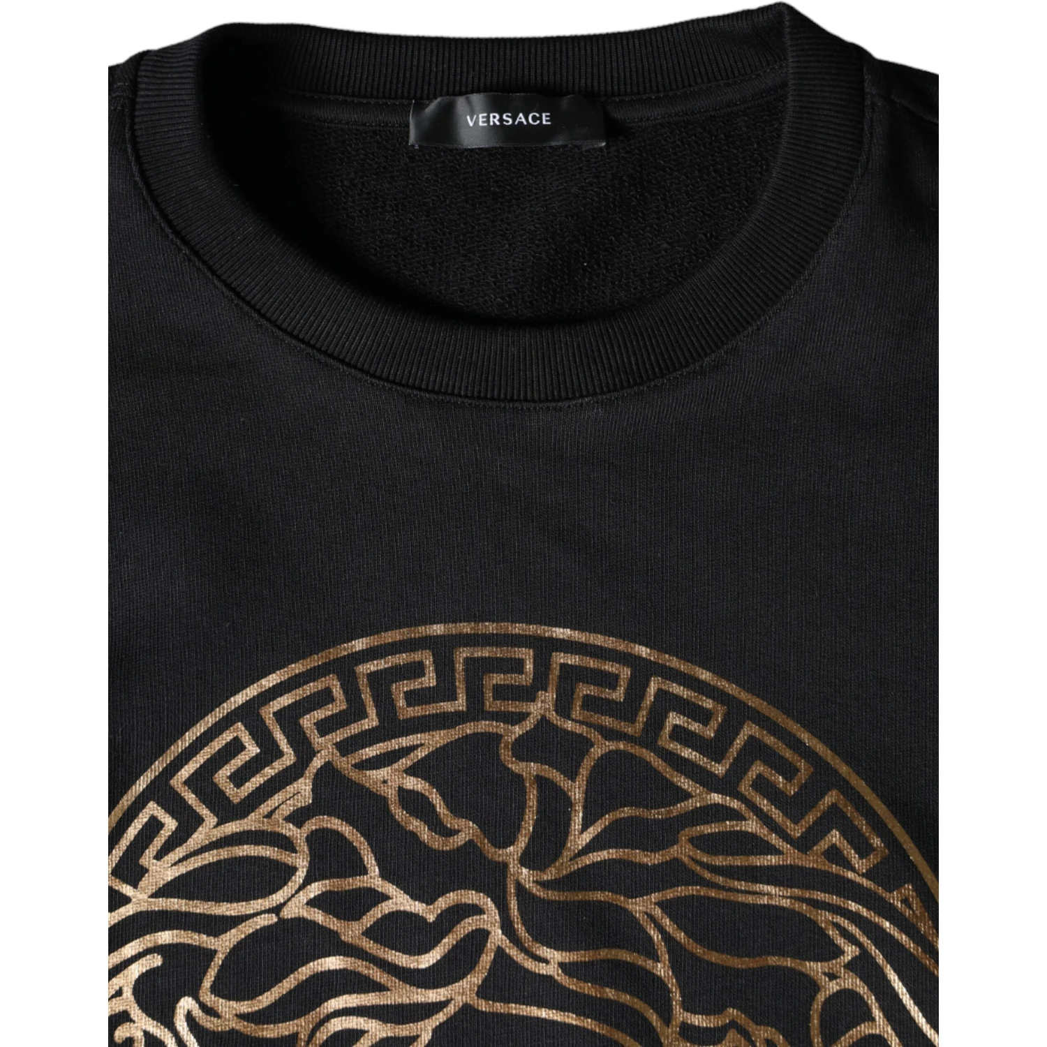 Black Medusa Fleece Cotton Crew Neck Sweatshirt Sweater