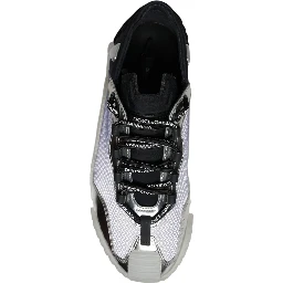 Silver Black Nylon NS1 Low Top Sneakers Shoes