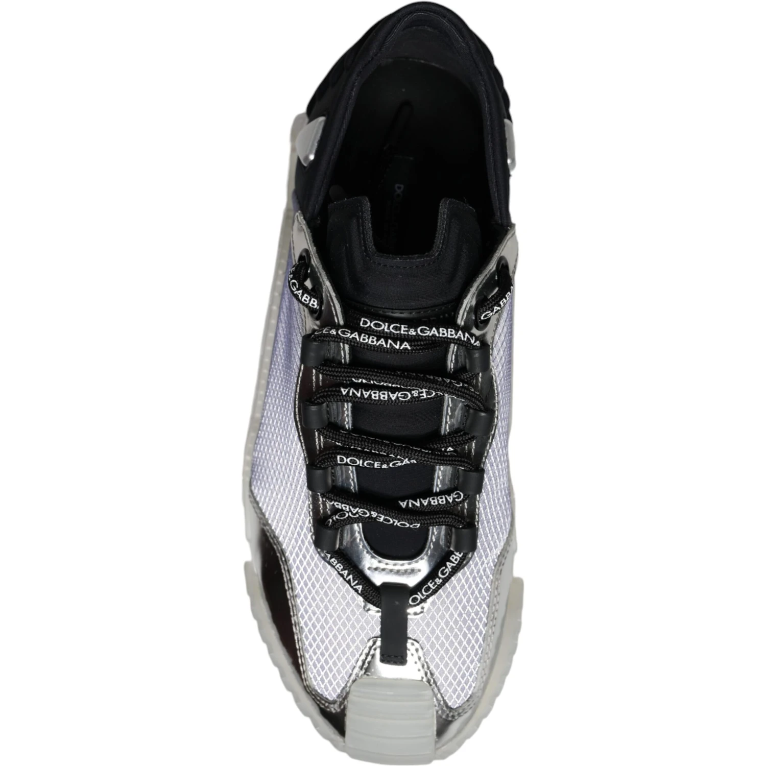 Silver Black Nylon NS1 Low Top Sneakers Shoes