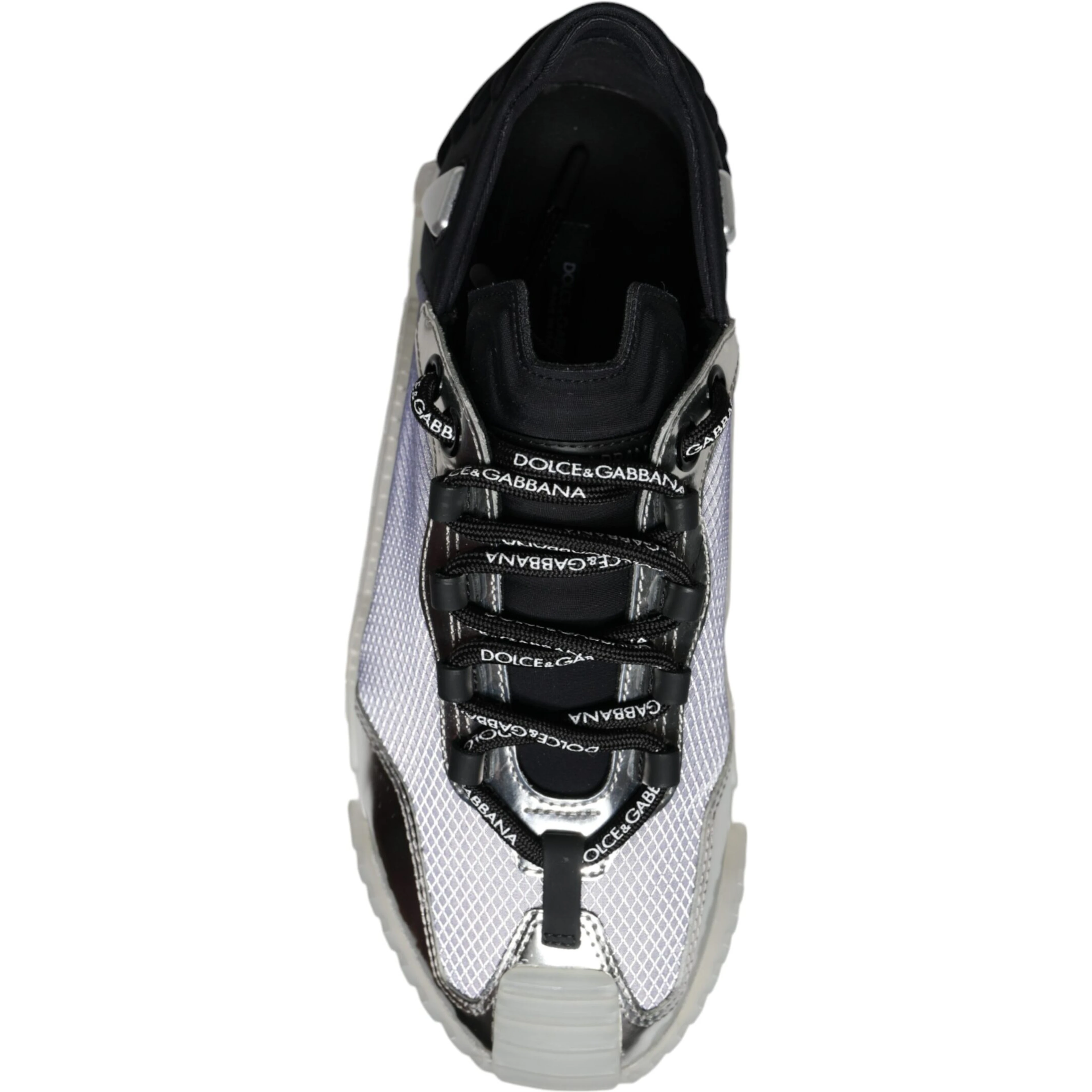 Silver Black Nylon NS1 Low Top Sneakers Shoes