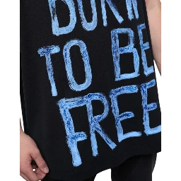 Black Cotton Born To Be Free Sleeveless T-shirt