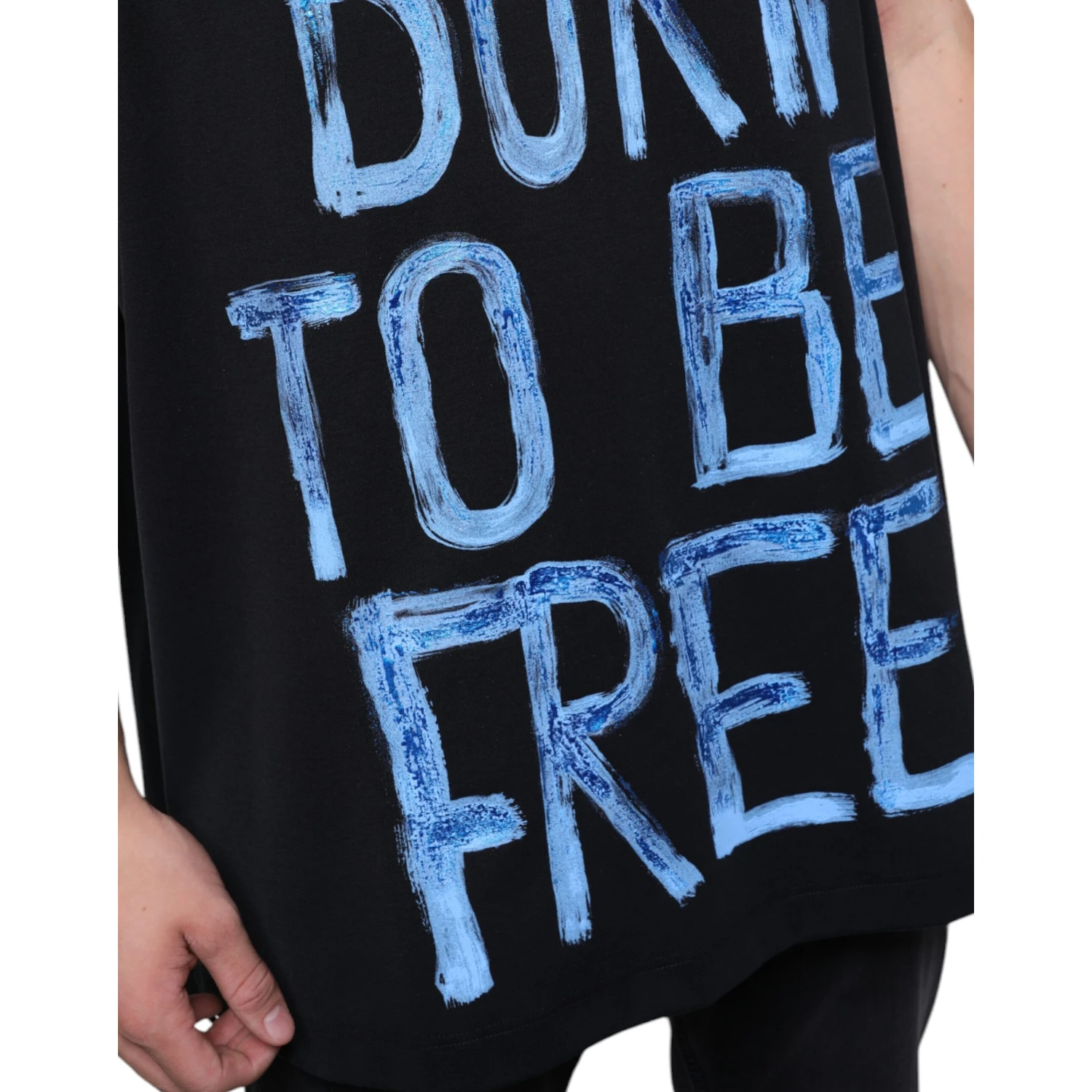 Black Cotton Born To Be Free Sleeveless T-shirt