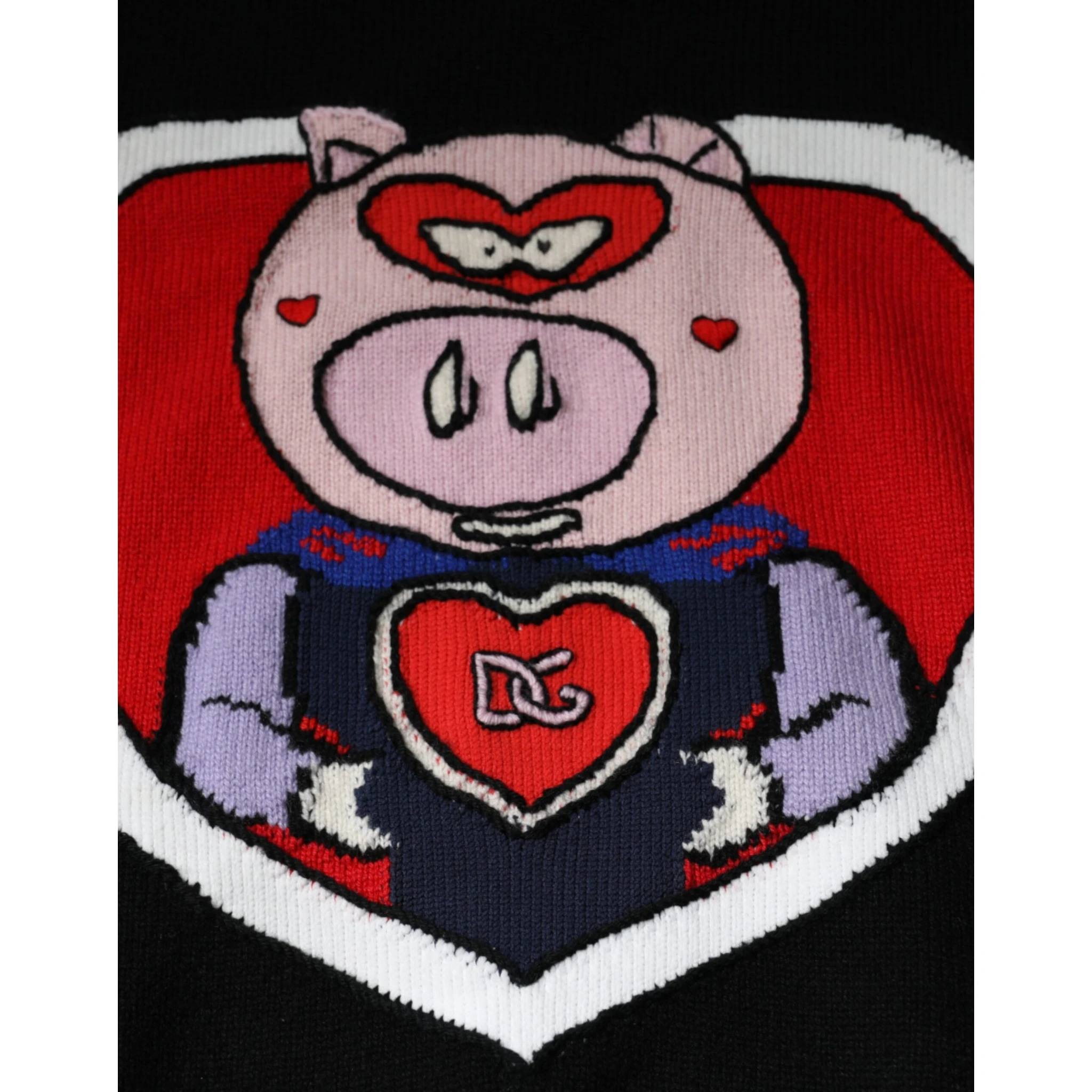 Black Cashmere Pig of the Year Pullover Sweater