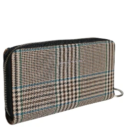 Multicolor Houndstooth Continental Zip Around Clutch Wallet