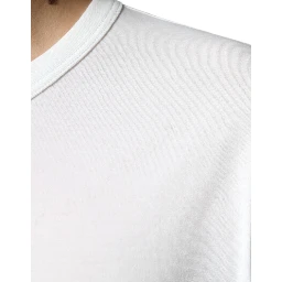 White Logo Embossed Cotton Crewneck T-shirt