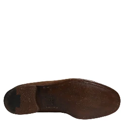 Brown Calf Hair Leather Loafers Formal Dress Shoes