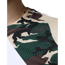 White Camouflage Stars Crew Neck T-shirt