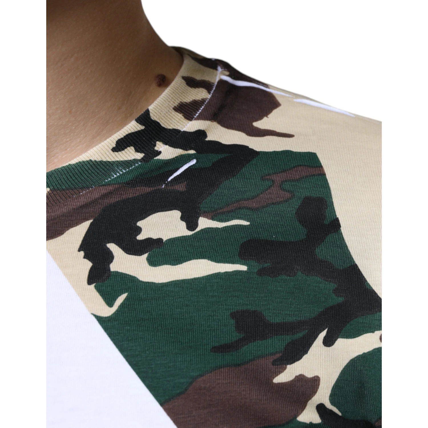 White Camouflage Stars Crew Neck T-shirt