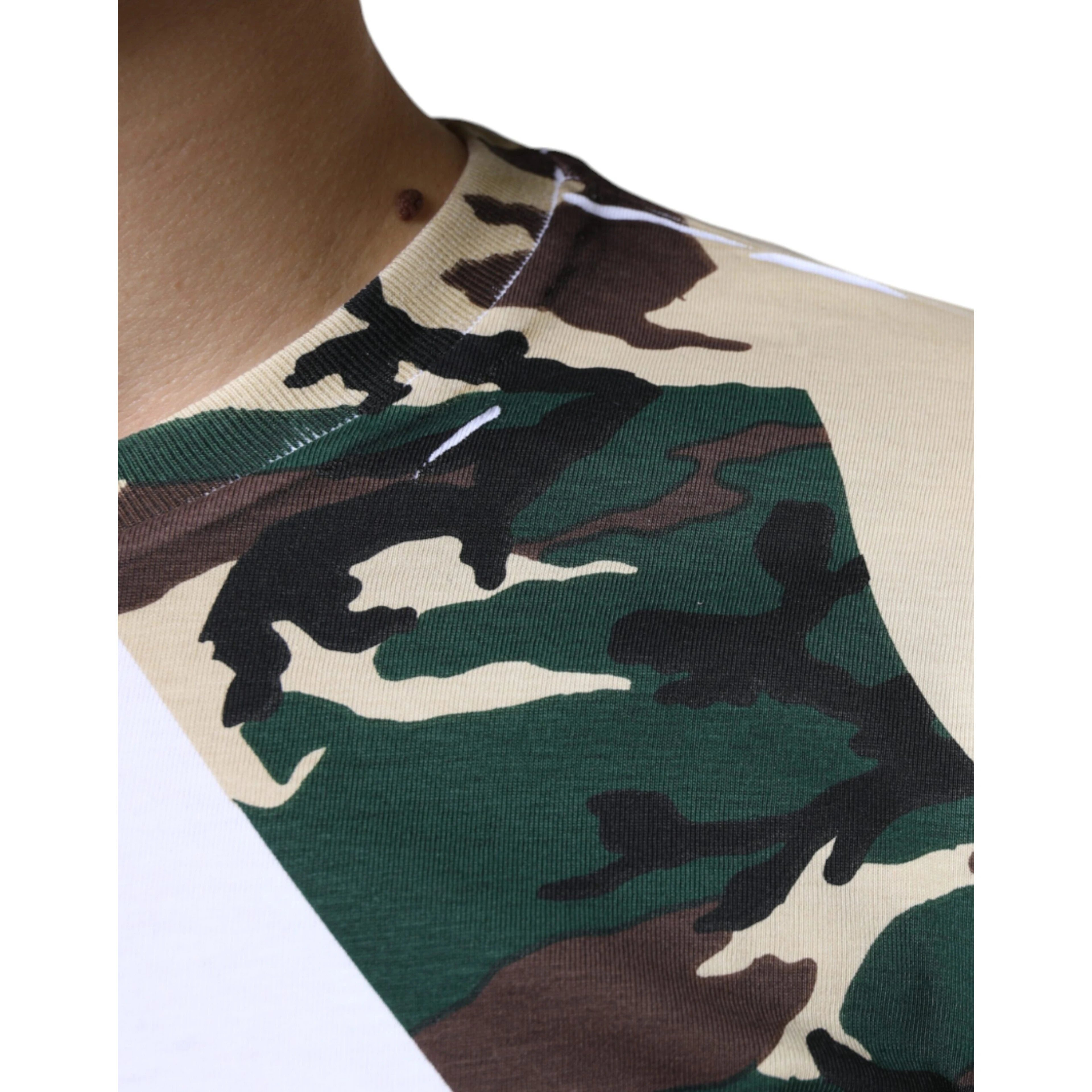 White Camouflage Stars Crew Neck T-shirt