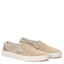 Beige Leather Slip-On Loafers