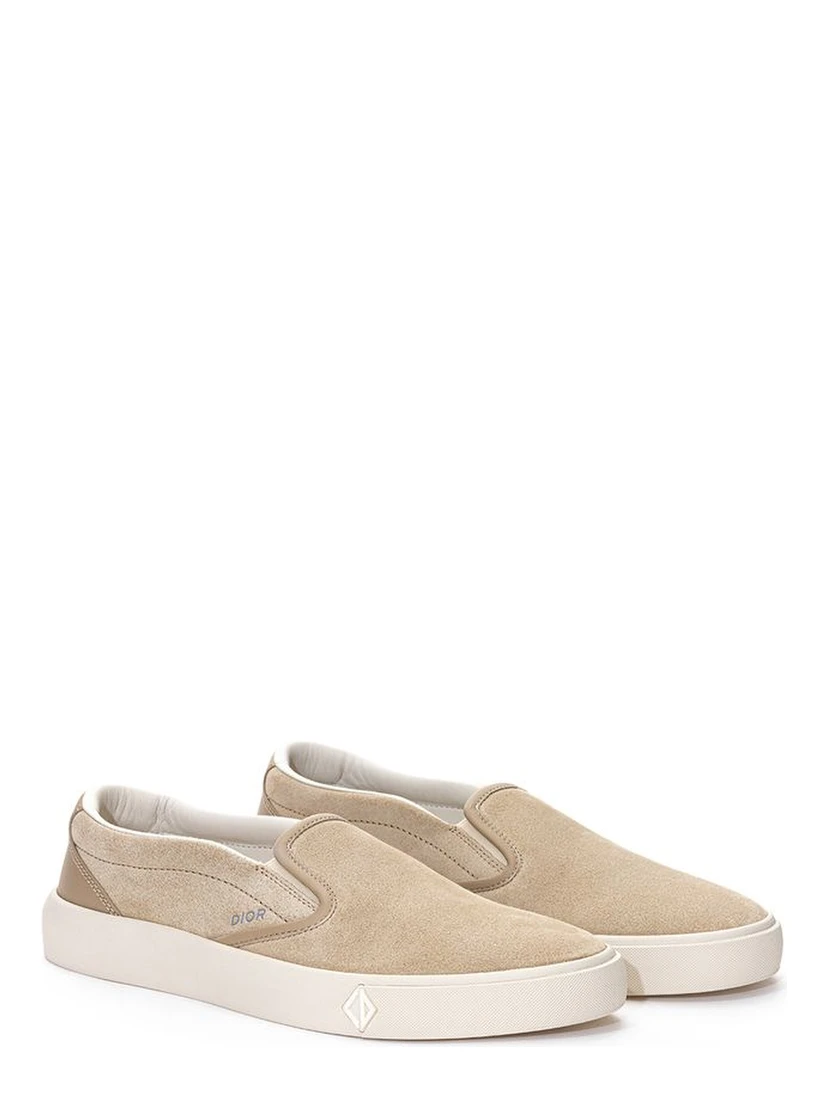 Beige Leather Slip-On Loafers