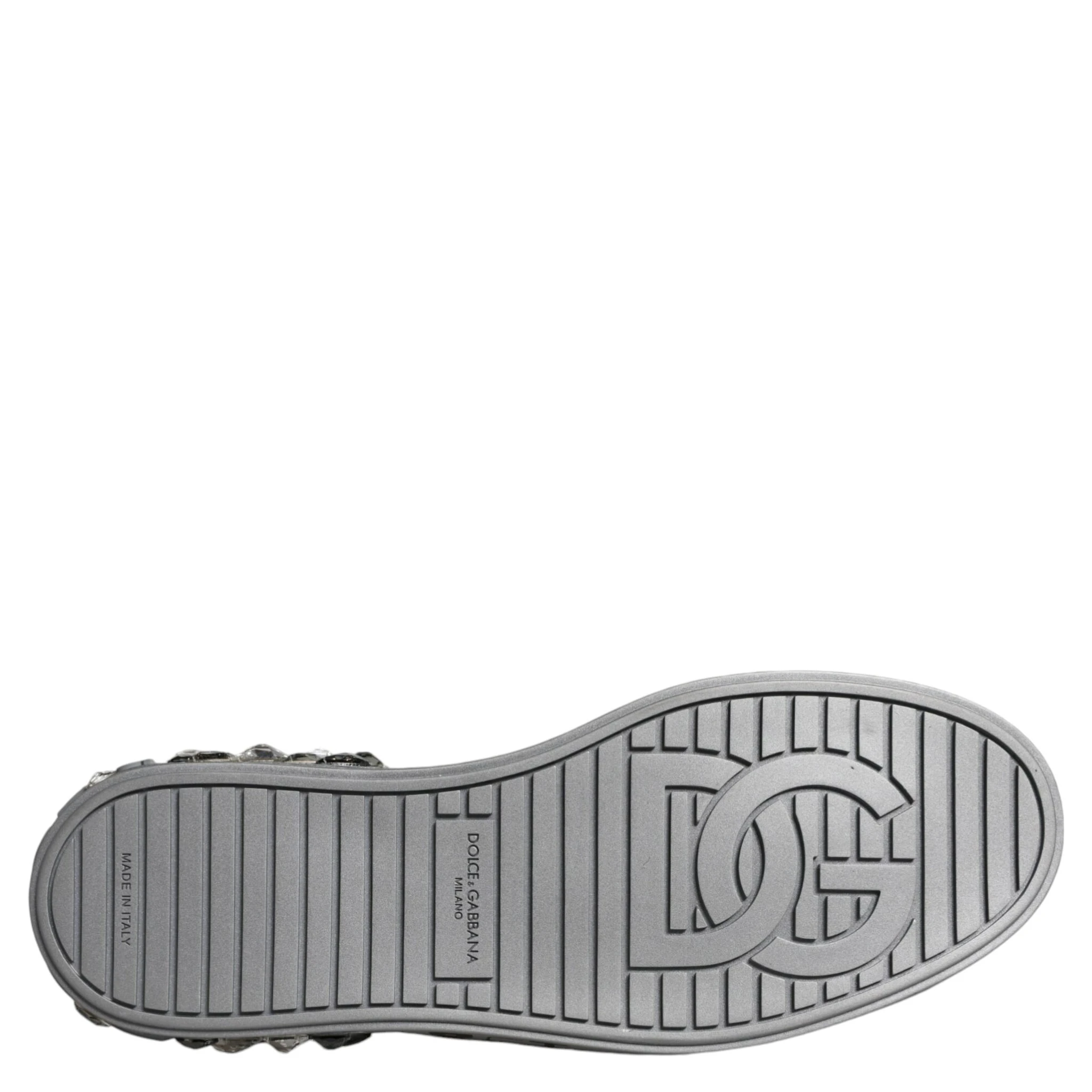 White Silver Crystal Logo Portofino Sneakers Shoes