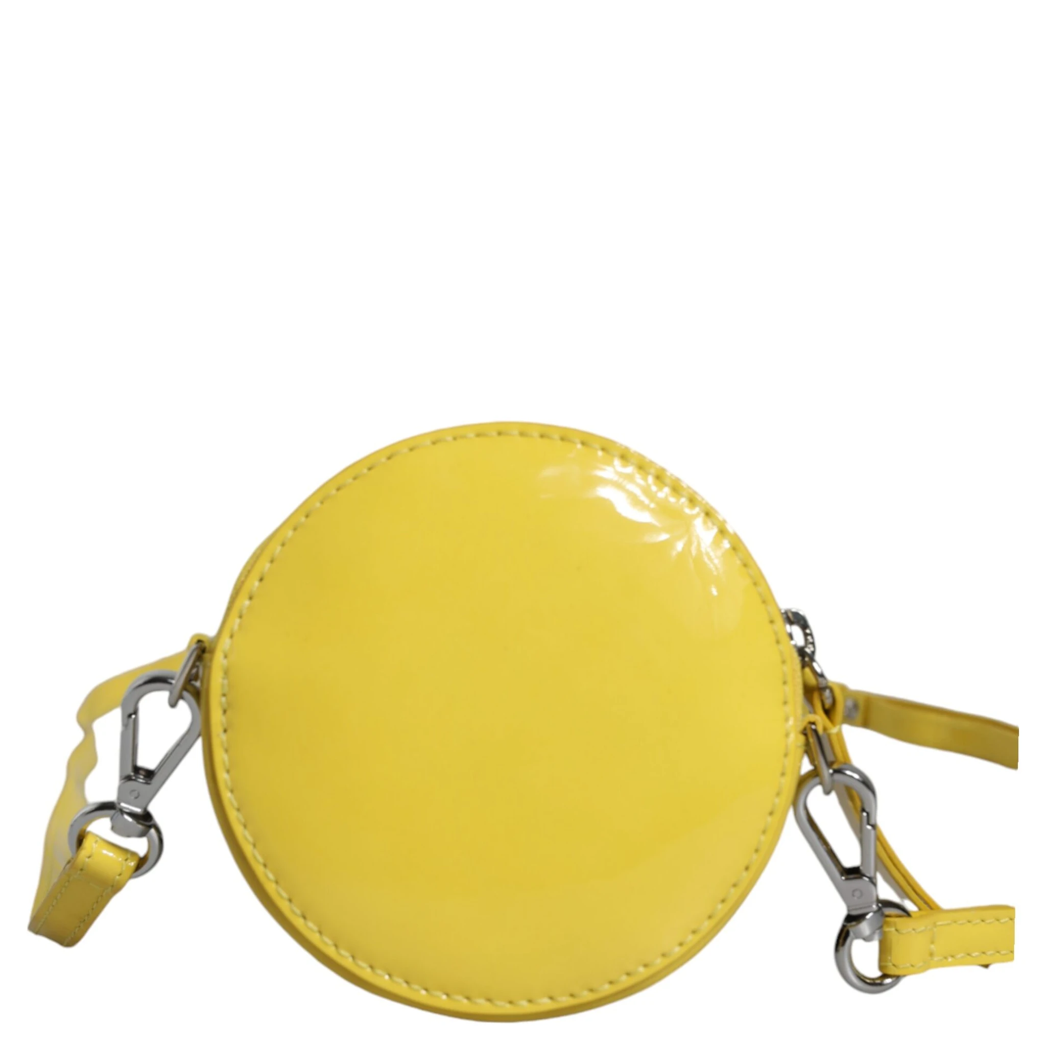 Yellow Leather Logo Crossbody Sling Shoulder Round Bag