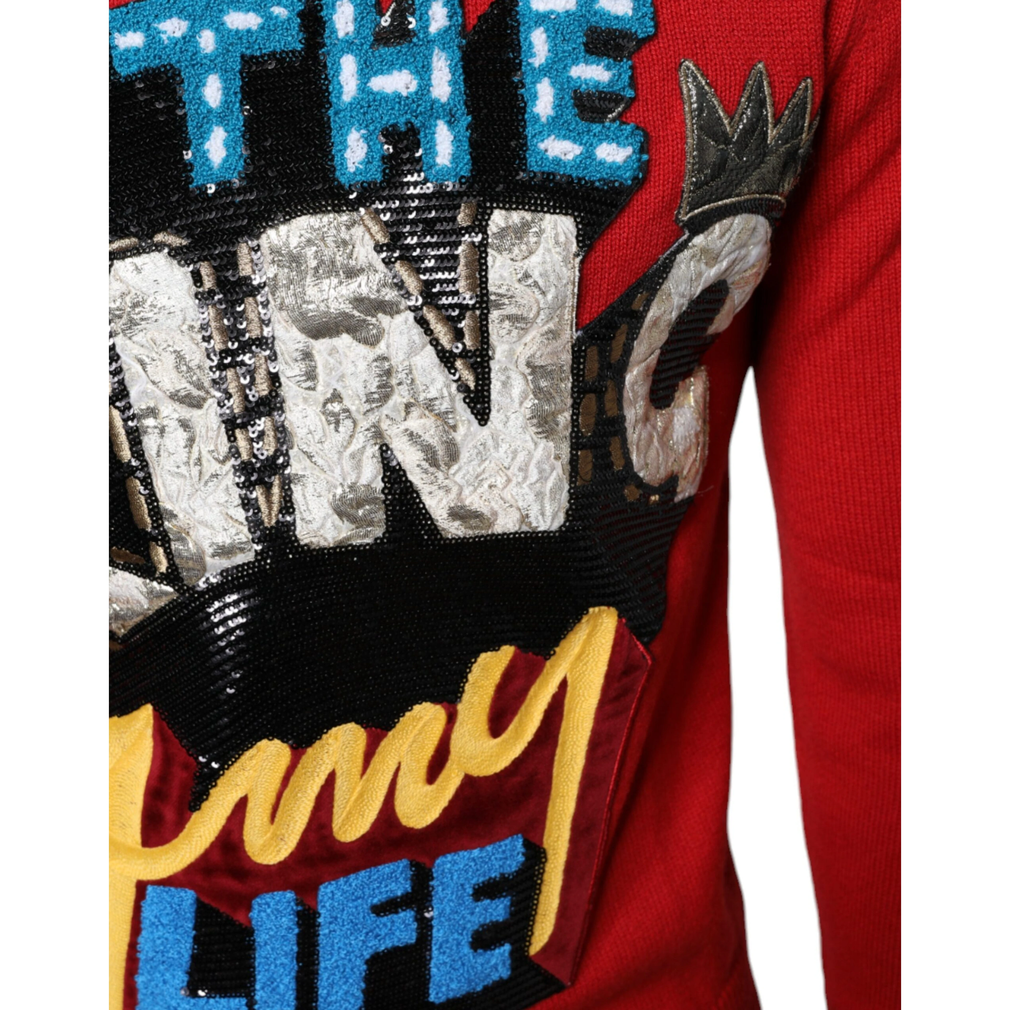 Red I'm The King Wool Crew Neck Sweatshirt Sweater