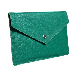 Green Leather Handbag Clutch Mini Purse Pouch Tablet Case