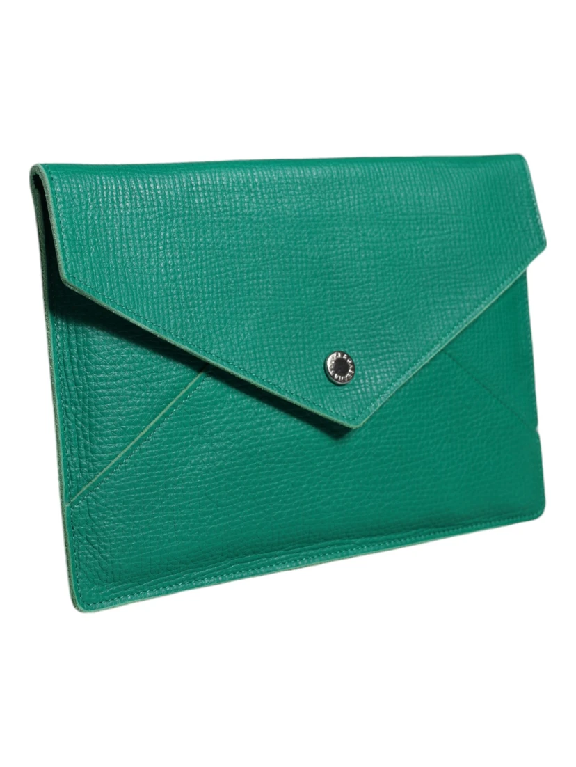 Green Leather Handbag Clutch Mini Purse Pouch Tablet Case
