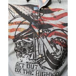 Light Blue Printed Cotton Denim Long Sleeves Shirt