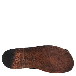Black Gazelle Hair Leather Flats Sandals Shoes